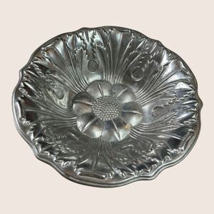 🌸 VTG WILTON CO PEWTER SUNFLOWER FLORAL LARGE SERVING CENTERPIECE BOWL 13.5"